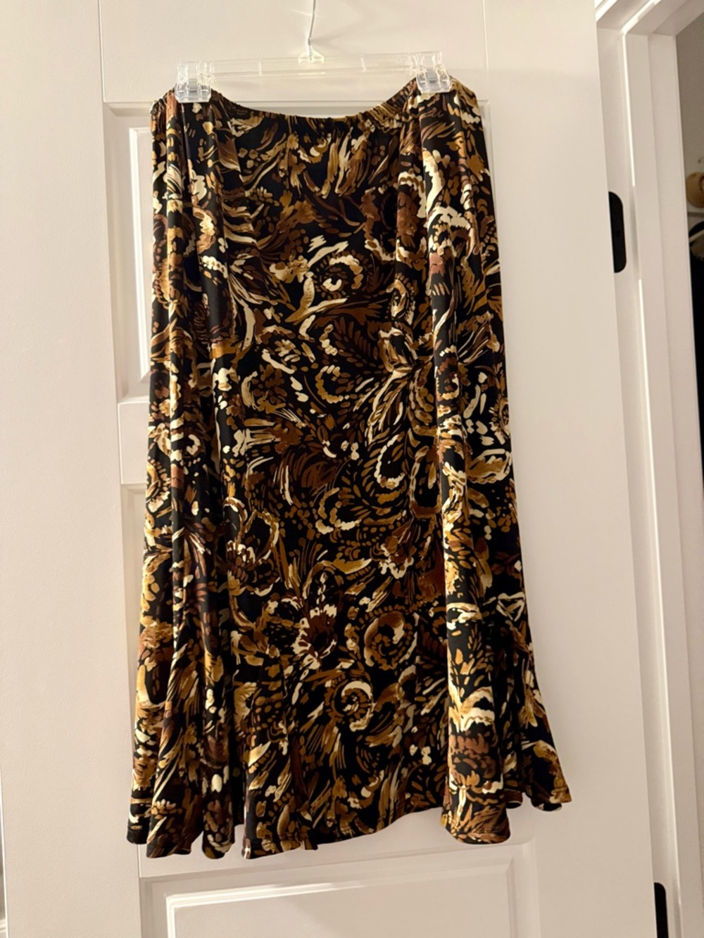 Chico's Black and Brown Floral A-Line Skirt
